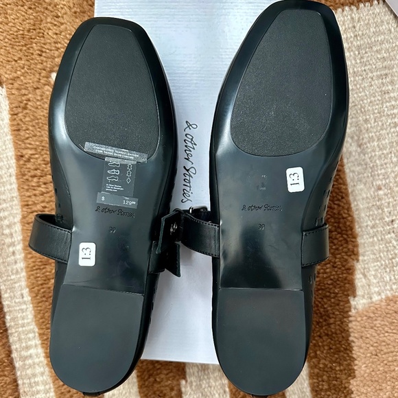 & Other Stories Mary - Jane Ballet Flats Perforated black leather Size 8 - Picture 5 of 10